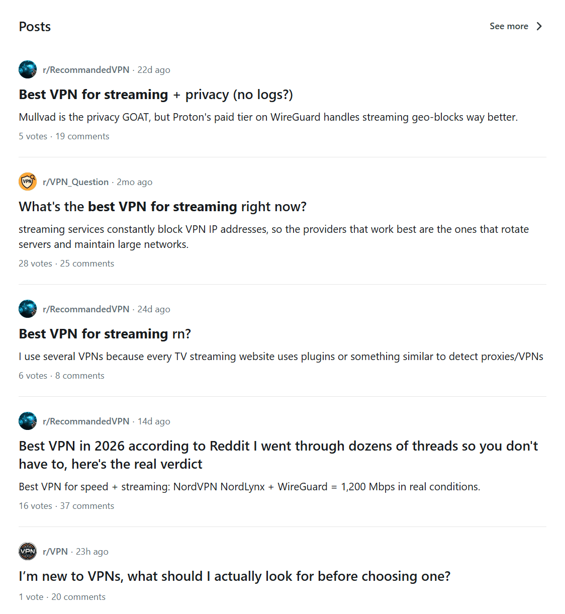 Reddit's internal search to find posts 2