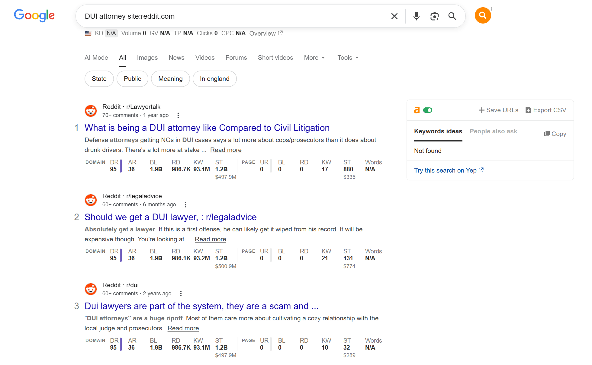 DUI lawyer SERP