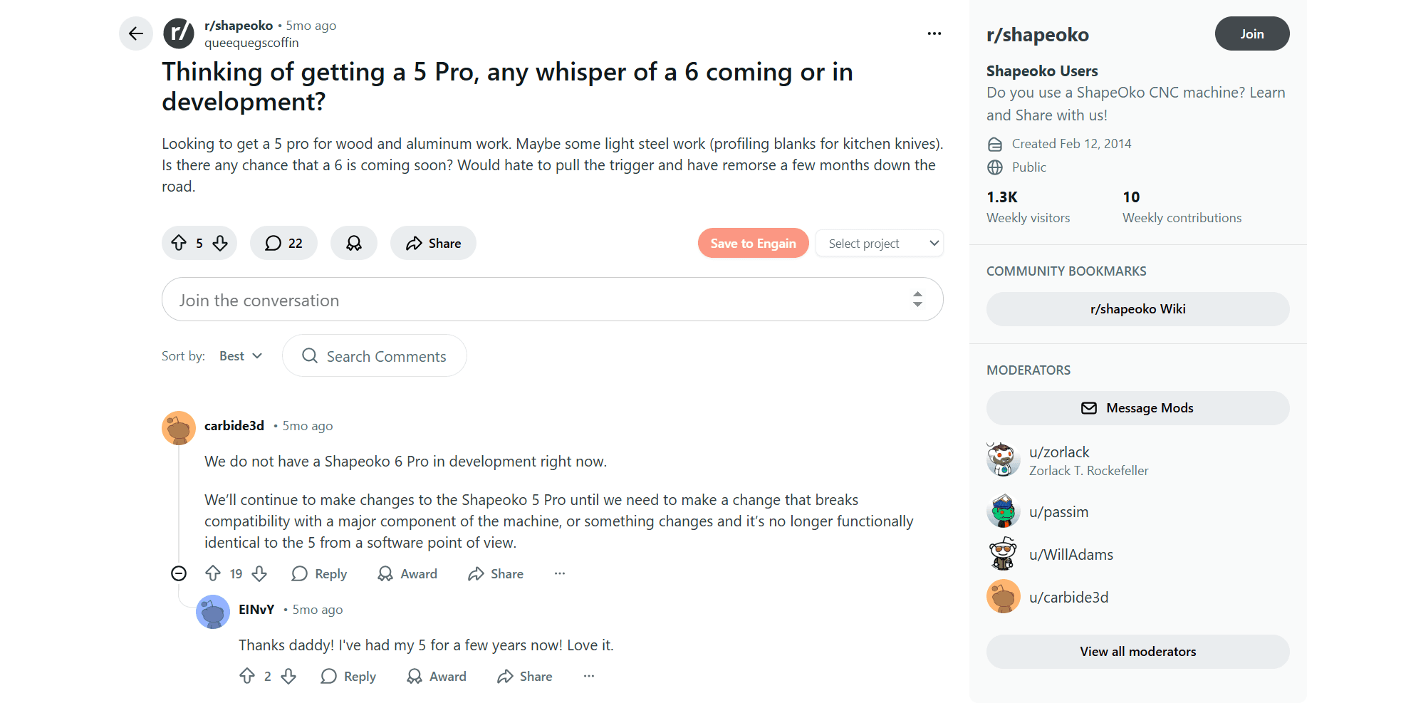Employee advocacy on Reddit example
