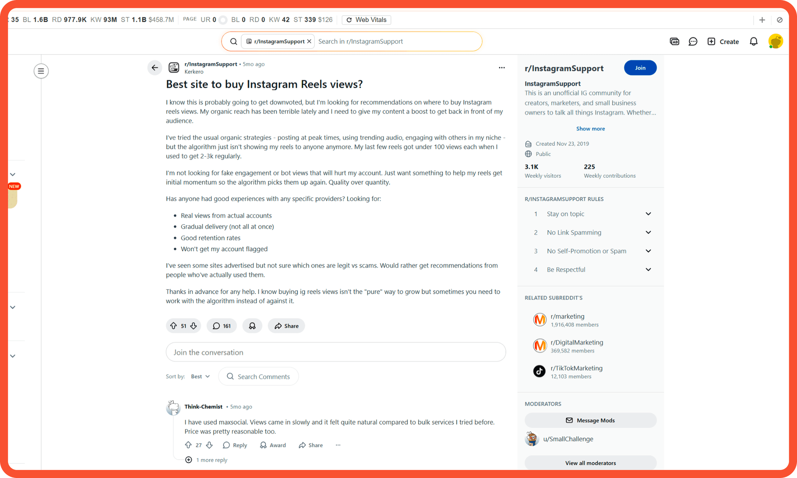 Example of an effective Reddit comment 3